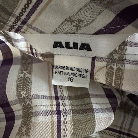 Alia Shirt Womens 16 Purple Green Wrinkle Resistant Plaid Button Front Top NWT - Picture 4 of 10